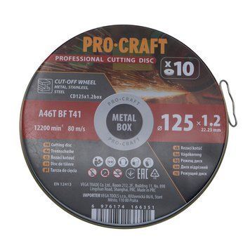 Диск відрізний Procraft CD125x1.2b 125 мм 1,2 мм 22,2 мм 10 шт/уп ПК012513 фото