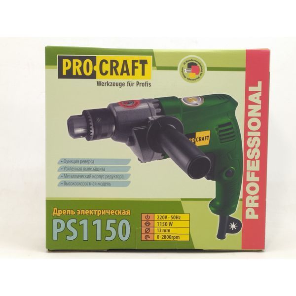 Дриль безударна Procraft PS 1150 (1150 Вт, 2800 об/хв) Електродриль ПК011501 фото