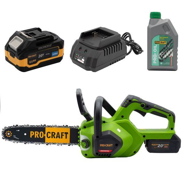 Безщіткова акумуляторна ланцюгова пила Procraft PKA38 &bull; 20 В &bull; 12" шина &bull; АКБ ПК111235 фото