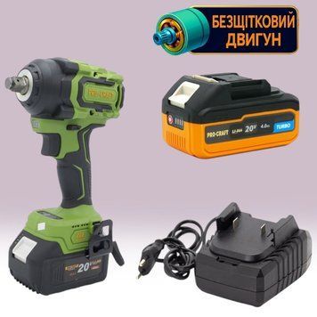 Безщітковий акумуляторний гайковерт Procraft PWA18 &bull; 20 В &bull; 550 Нм &bull; 1/2" квадрат &bull; АКБ ПК111233 фото