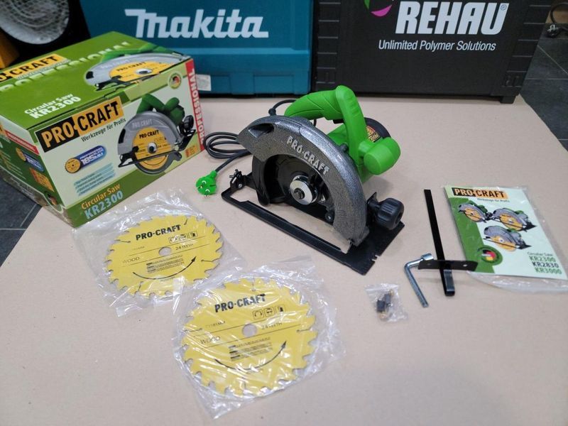 Циркулярна пила PROCRAFT KR185/2300 &mdash; 2300 Вт, диск 185 мм, електрична, для дерева, точний різ ПК023000 фото