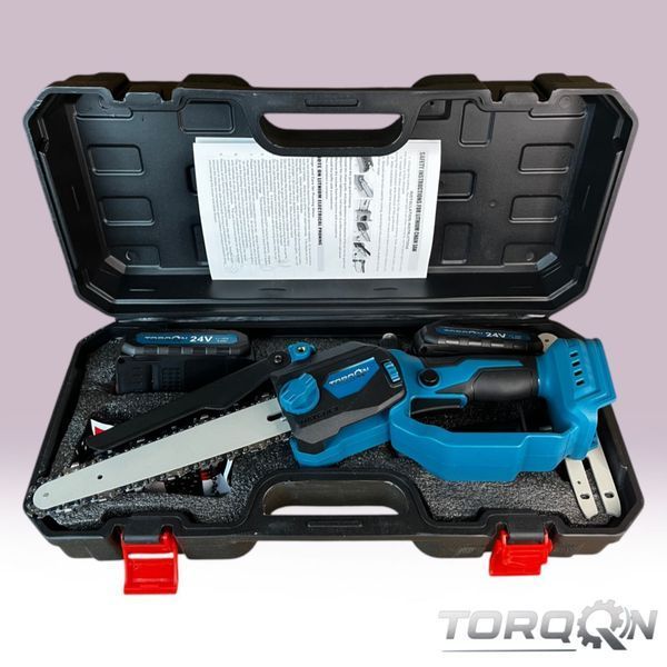 Акумуляторна безщіткова ланцюгова пилка Torqon hatchet &mdash; 2 шини 6&Prime; і 8&Prime;, 2 акб по 6,2 А&middot;год К10 фото