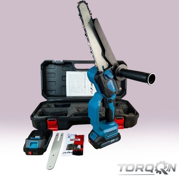 Акумуляторна безщіткова ланцюгова пилка Torqon hatchet &mdash; 2 шини 6&Prime; і 8&Prime;, 2 акб по 6,2 А&middot;год К10 фото