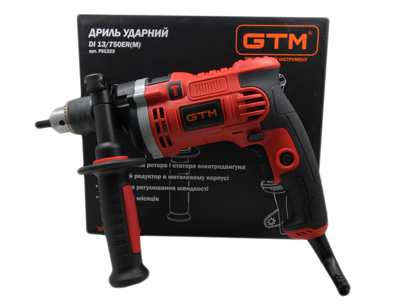 Дриль ударний GTM із ручкою DI-13/750ER(M) 750Вт Н2276 фото