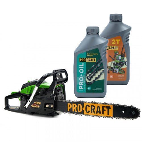 Бензопила Procraft GS450 &bull; 52 см&sup3; &bull; Шина 45 см &bull; Крок 0,325" &bull; Двотактний двигун &bull; Низька вібрація ПК045002 фото
